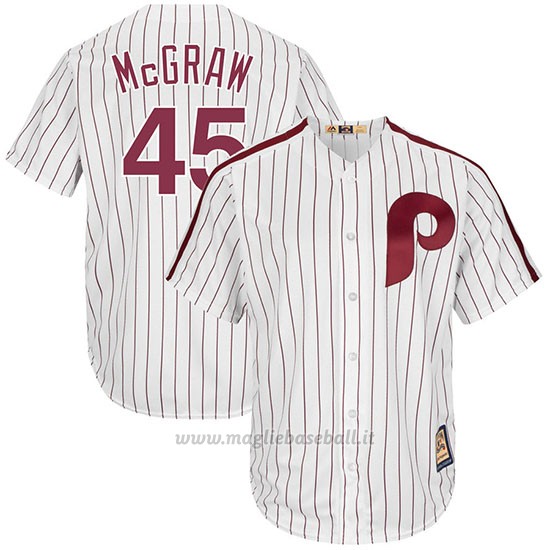 Maglia Baseball Uomo Philadelphia Phillies Mens Tug Mcgraw Bianco Maroon Cooperstown Collezione